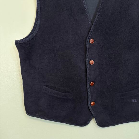 Vintage 90s Burberrys Vest Mens 8 Navy Blue V Neck Sleeveless Button Wool Blend - Picture 9 of 12
